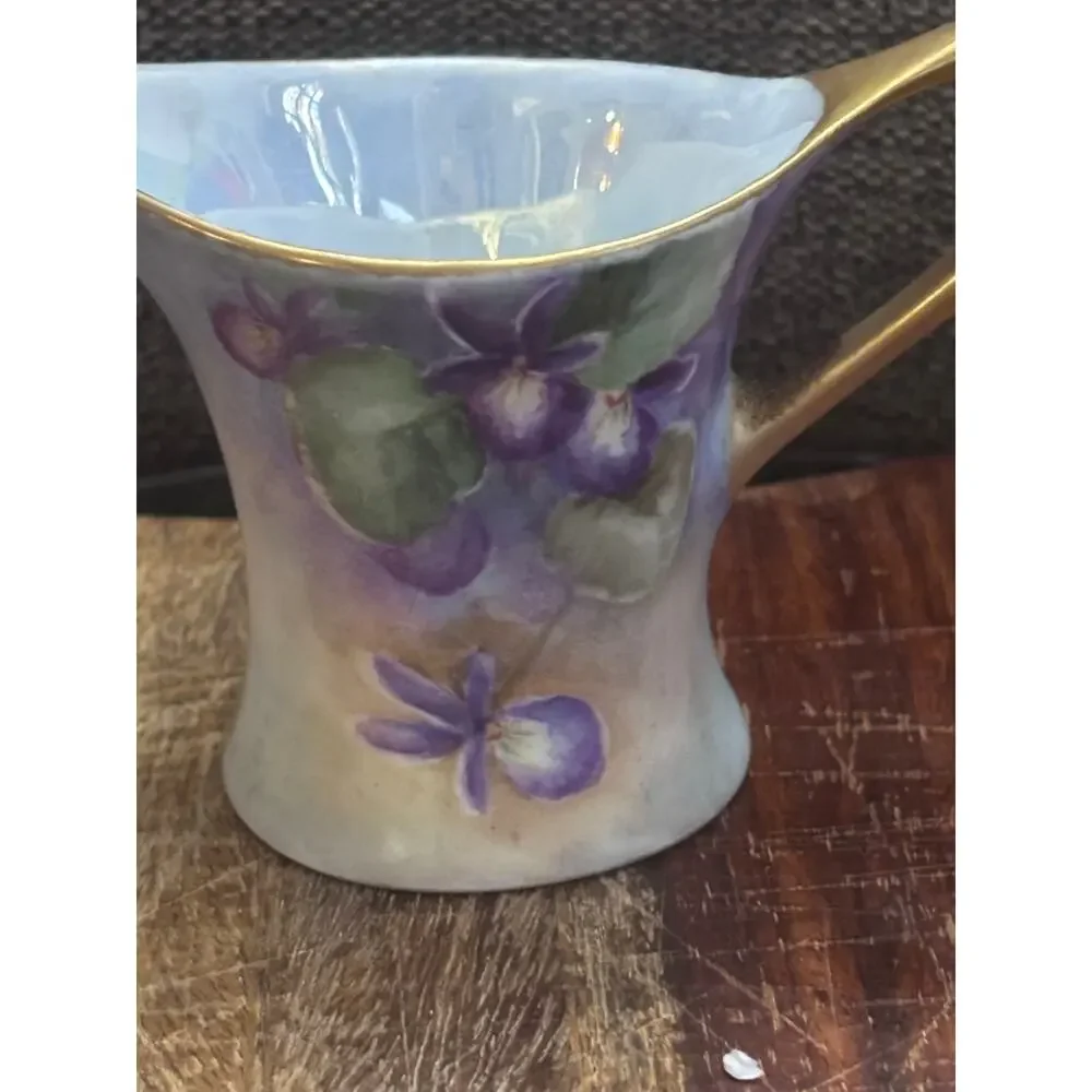 JHR Cacilie Bavaria Hutschenreuther Hand Painted Creamer Signed Violets